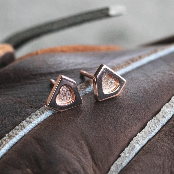 Baseballism Jewelry - NWT Rare Baseballism Sterling Silver Home Plate Heart Baseball Earrings